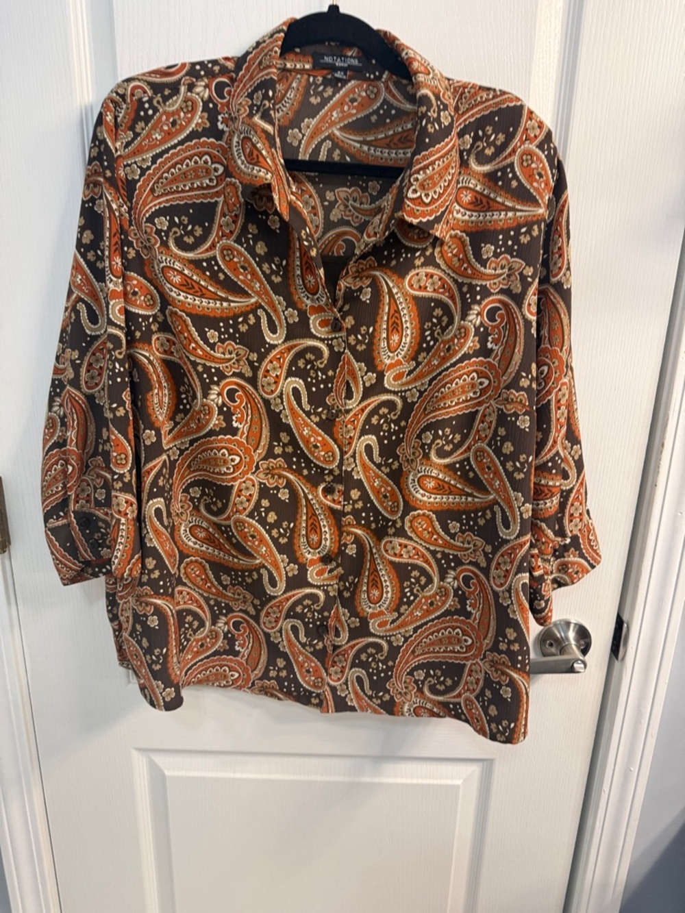 Notations Brown and Orange Paisley Button-Down Shirt